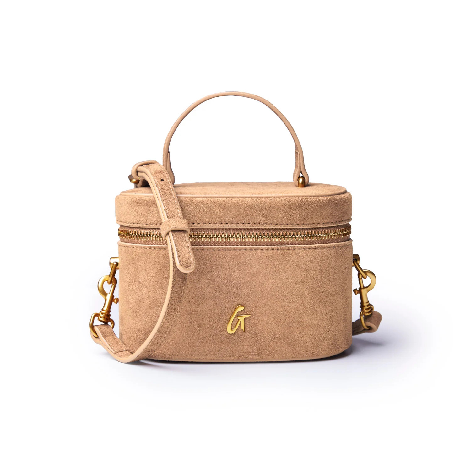 MINI SUEDE VANITY BAG - TAN | Glam-Aholic Lifestyle