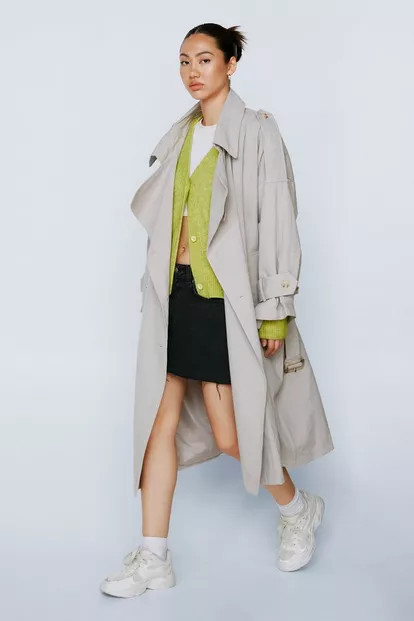 Belted Oversized Double Breasted Trench Coat | Nasty Gal (US)