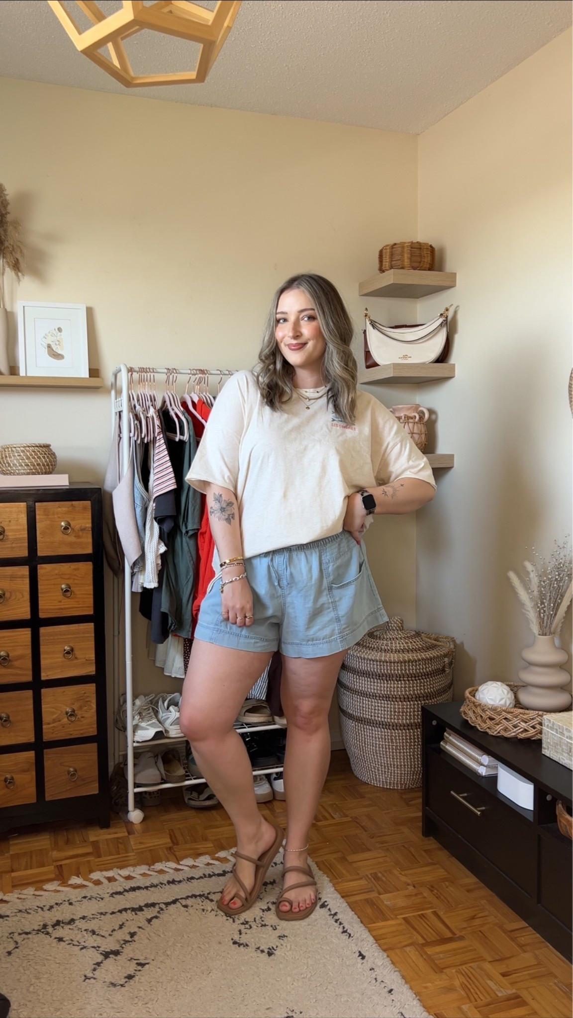 Comfy summer outfit! Wearing my usual size L in the graphic tee and chambray shorts. Crocs sandals are super comfy, I’m a 9.5-10 shoe and wear a 10

#LTKsummer #LTKsale #LTKmidsize