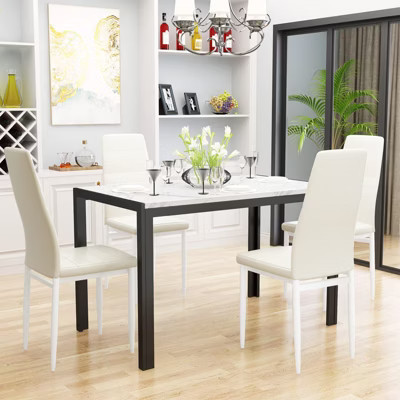 Hooseng Modern Dining Room Table and Chairs Set for 4, 5-Piece Kitchen Table Set with Faux Marble & 4 PU Leather Chair for Small Space, Apartment | Target