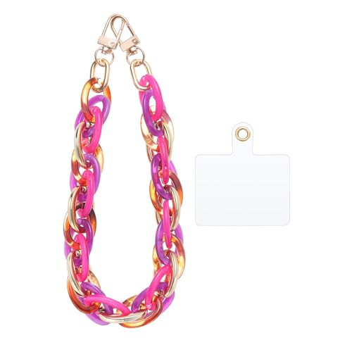 Cosace Phone Wrist Strap Acrylic Phone Charms Strap Detachable Cell Phone Lanyard with Tether Tab Wrist Strap for Phone Case PC-Buckle-Fuchsia | Amazon (US)