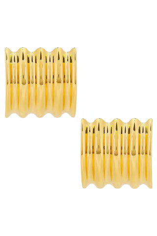 KHAITE Julius Panel Small Earrings in Metallic Gold | FWRD 