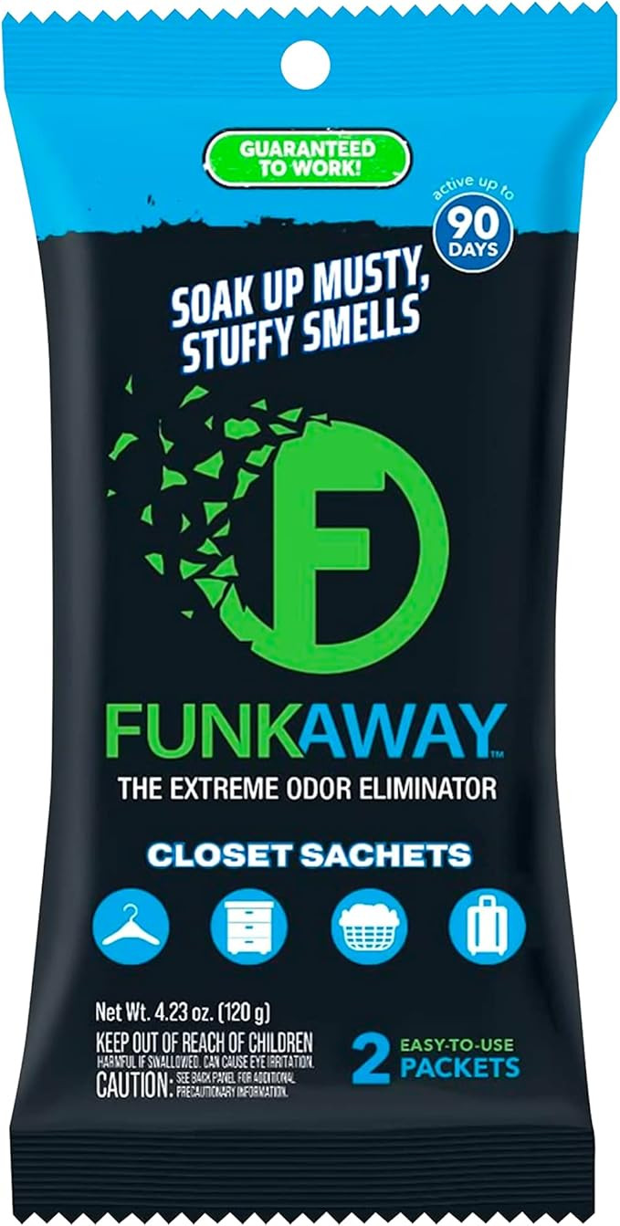 FunkAway Extreme Odor Eliminating Closet Sachet, Odor Absorbing Packet Ideal for Closets, Drawers... | Amazon (US)