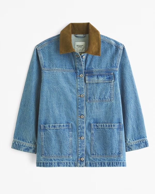 Women's Denim Utility Shirt Jacket | Women's | Abercrombie.com | Abercrombie & Fitch (US)