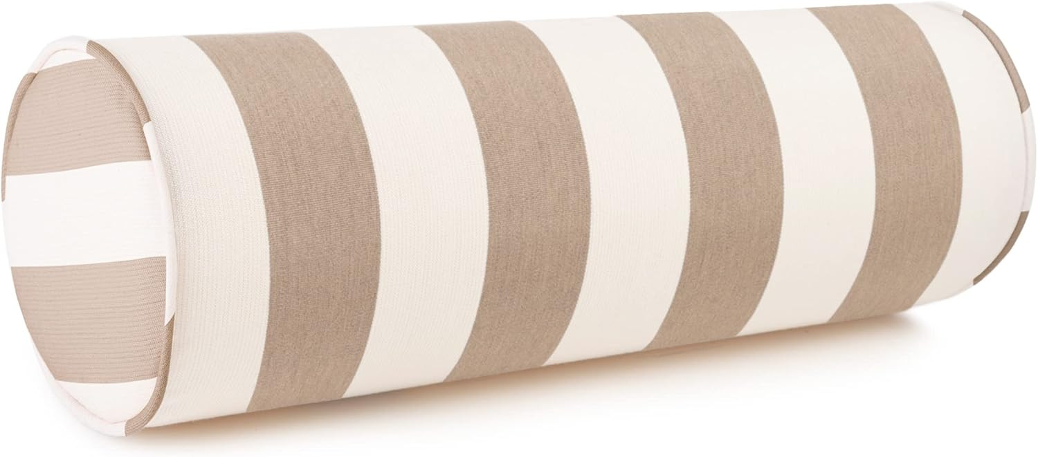 Austin Horn Classics Sunbrella Maxim Heather Beige Cabana Stripe Zippered Neck Roll Bolster (Set ... | Amazon (US)