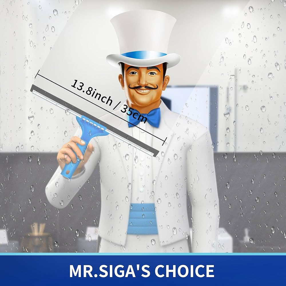 MR.SIGA Professional Window Cleaning Combo - Squeegee & Microfiber Window Scrubber, 14" | Amazon (US)