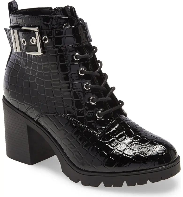 Broadway Croc Embossed Lace-Up Boot | Nordstrom