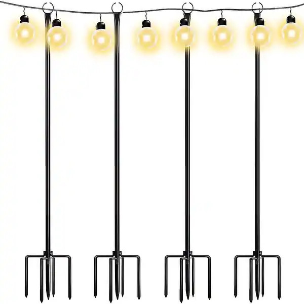 WaLensee 9.4 FT String Light Poles with Hook for Hanging String Lights for Garden Party Patio Chr... | Bed Bath & Beyond