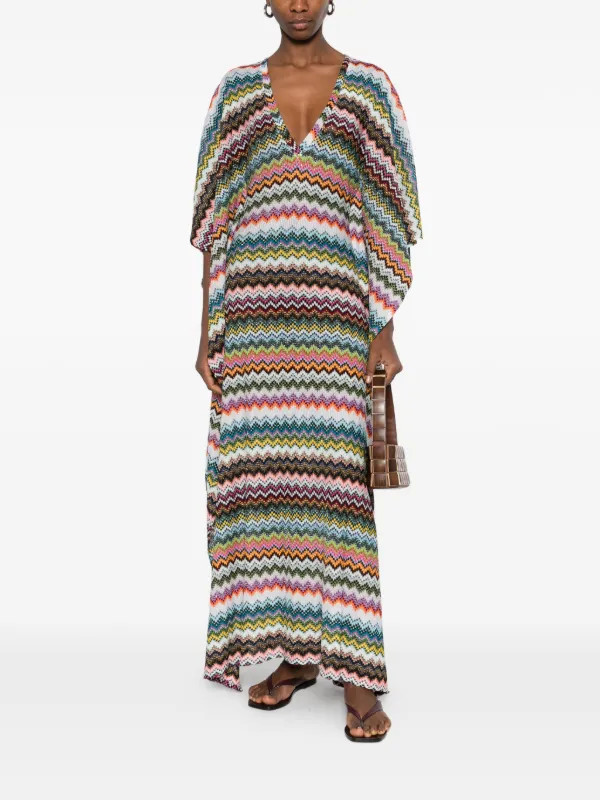 maxi V-neck chevron dress | Farfetch Global