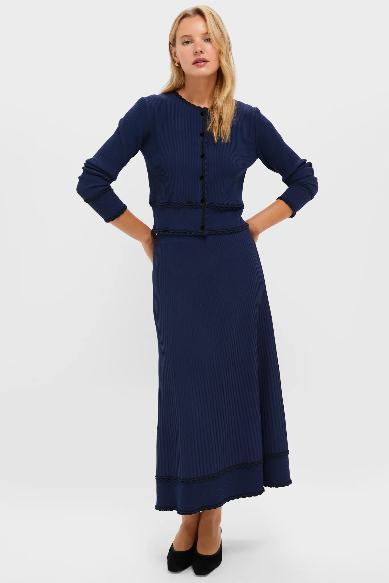 Navy Knit Claudia Midi Skirt | Tuckernuck (US)