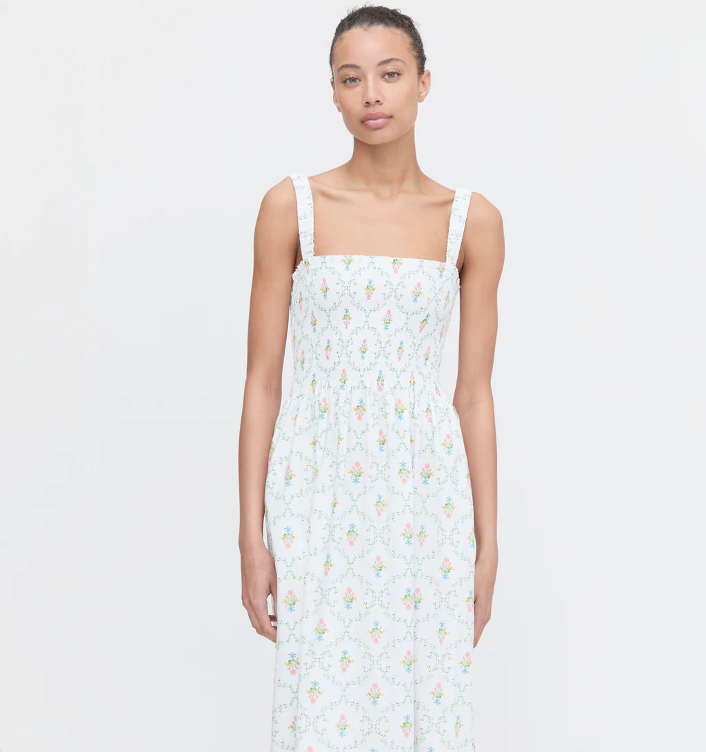 The Anjuli Nap Dress - Pastel Trellis Cotton | Hill House Home US