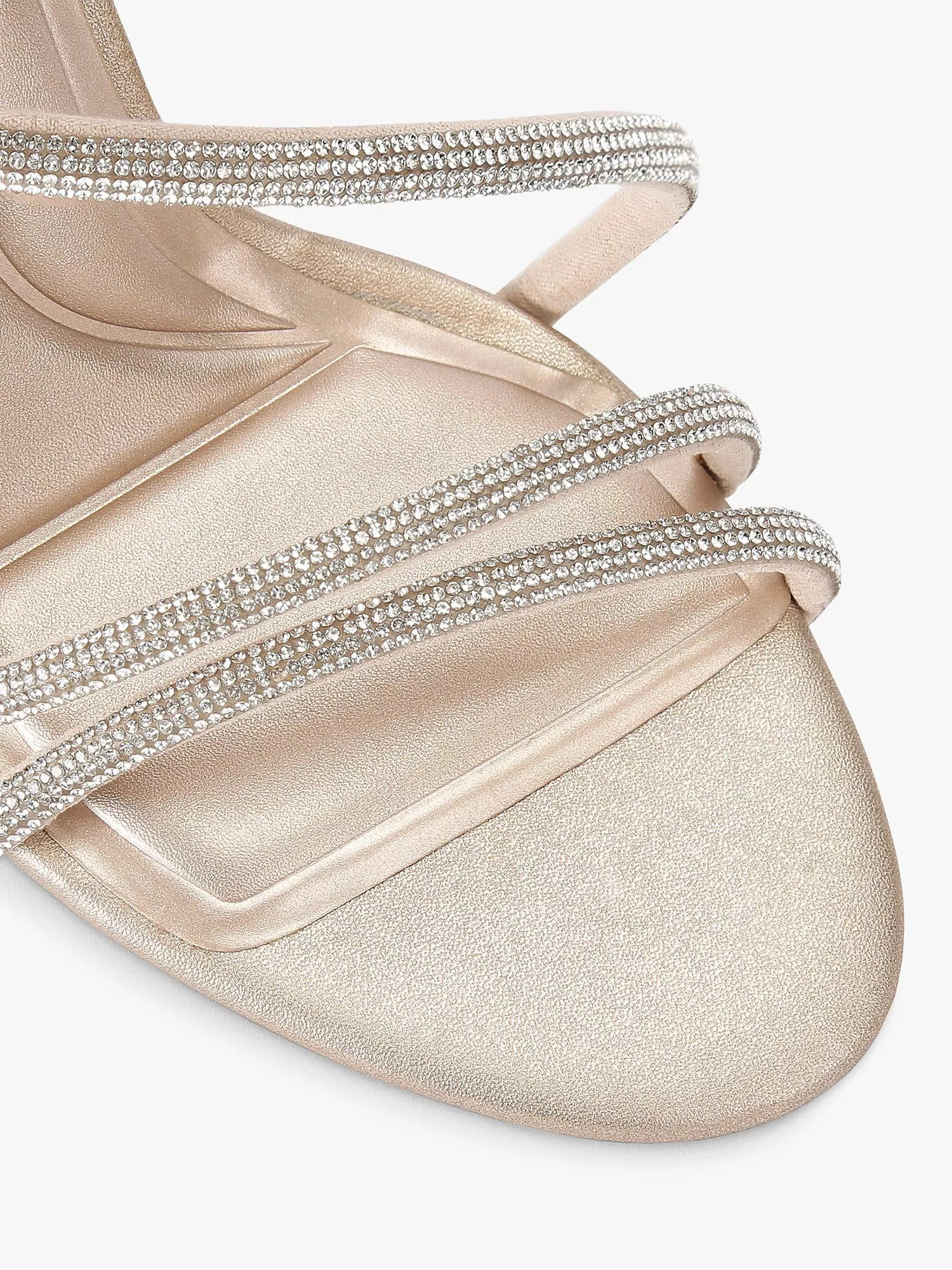 CarvelaSpiral Diamante Embellished Strappy Sandals, Champagne, 5 | John Lewis (UK)