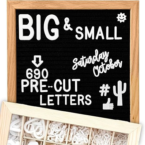 Felt Letter Board 10x10 (Black) | +685 PRE-Cut Letters +Stand +UPGRADED WOODEN Sorting Tray! Lett... | Amazon (US)