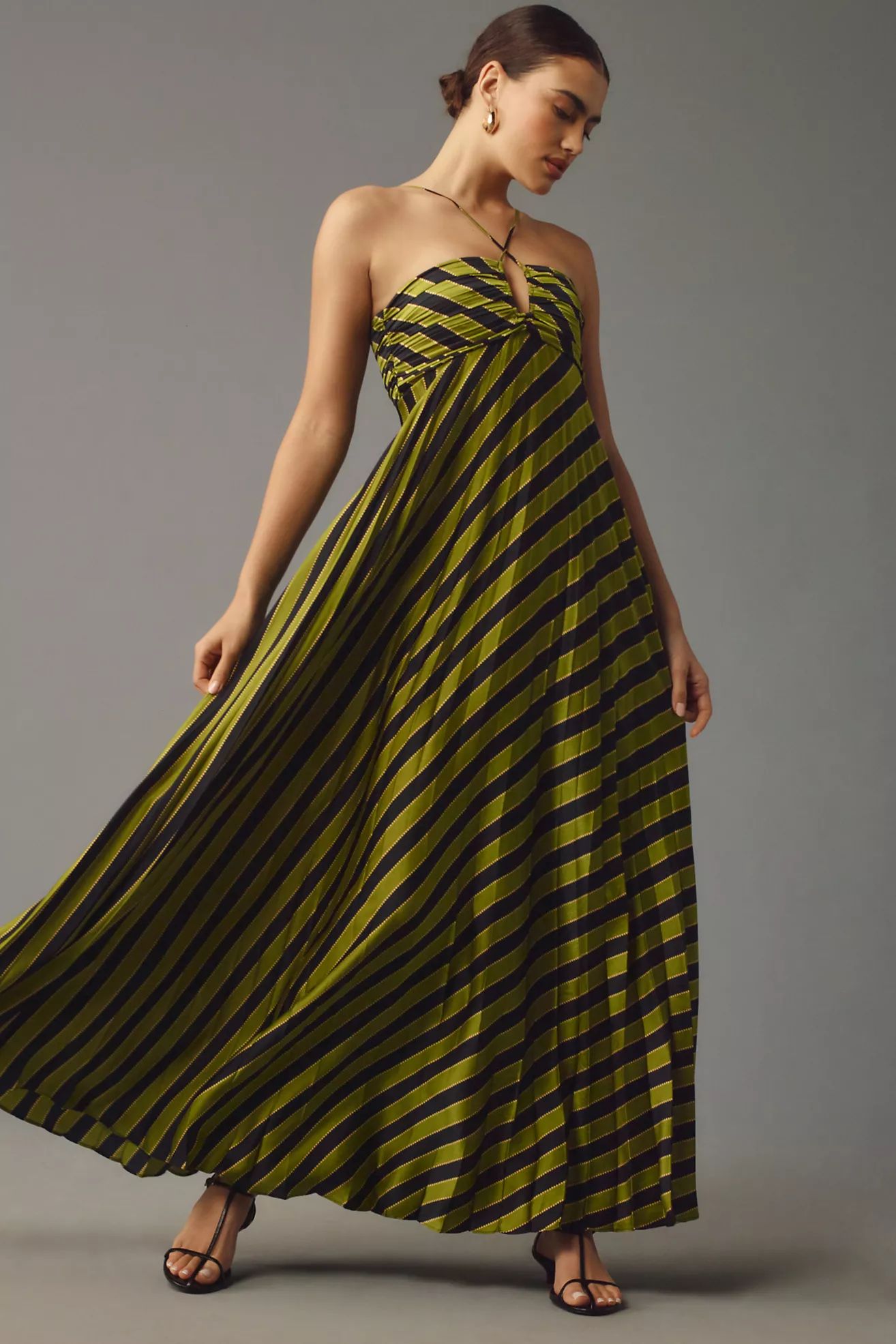 Moon River Halter Pleated Maxi Dress | Anthropologie (US)
