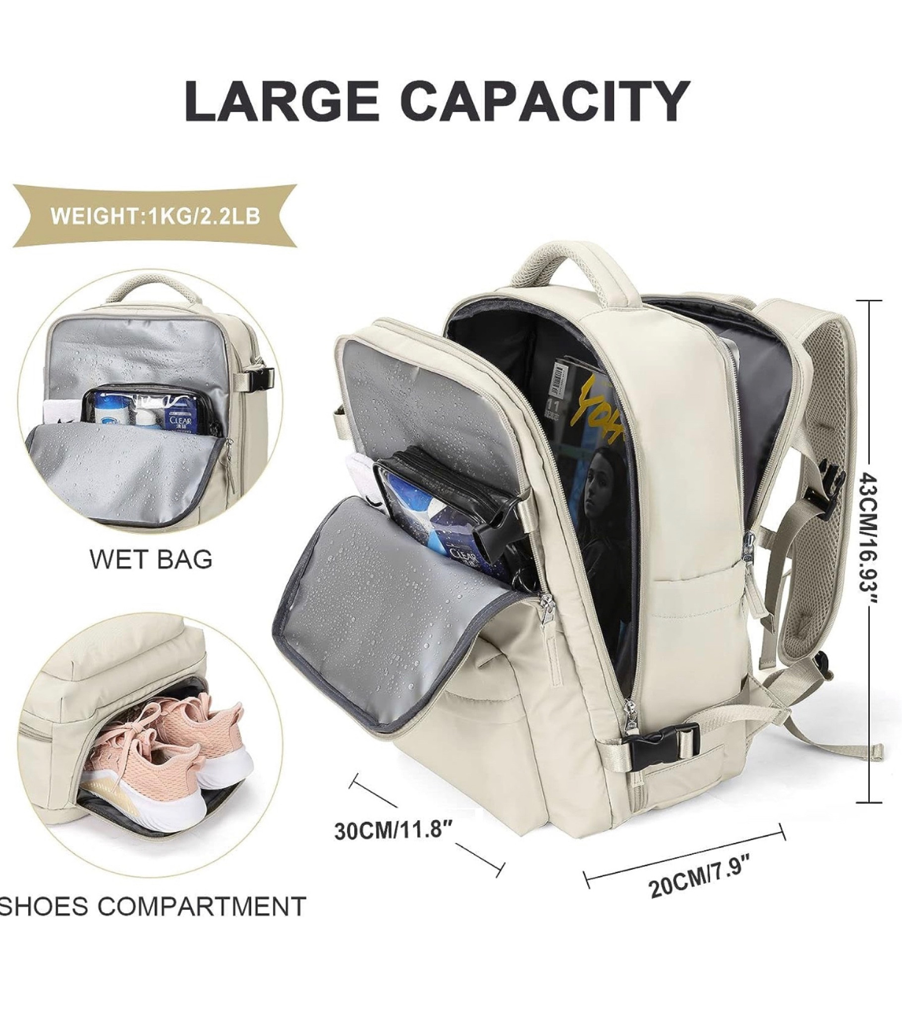Large Travel Backpack Women, Carry On Backpack,Hiking Backpack Waterproof Outdoor Sports Rucksack Casual Daypack Fit 14 Inch Laptop with USB Charging Port Shoes Compartment, Beige sale $36.99
(Regularly $42.99)

#LTKsalealert #LTKBacktoSchool #LTKtravel