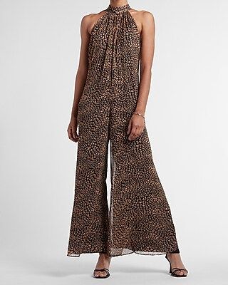 Leopard Mock Neck Shapeless Jumpsuit | Express