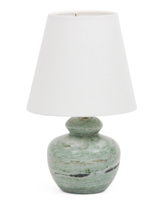 8x13 Solid Marble Table Rechargeable Lamp With Linen Shade | Furniture & Lighting | Marshalls | Marshalls