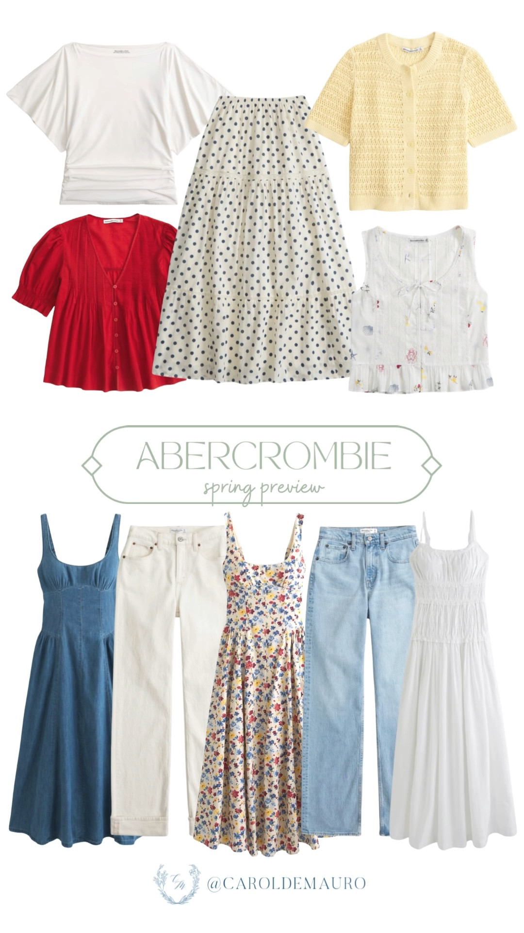 Spring is calling, and you can totally nail that effortless look with these new Abercrombie arrivals! Whether you're feeling a classic denim midi, a breezy floral sundress, or just want to mix and match cute crochet knits with your favorite high-waisted jeans, these pieces make your seasonal transition so easy.

capsule wardrobe, new collection, cute dresses, polka dots, chic dresses, seasonal looks, cottage core aesthetic, clean girl

#LTKSeasonal #LTKootd #LTKU