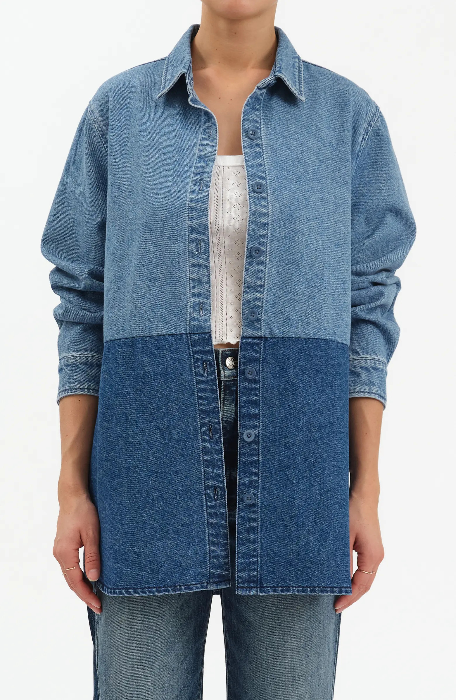 Double Time Colorblock Denim Button-Up Shirt | Nordstrom