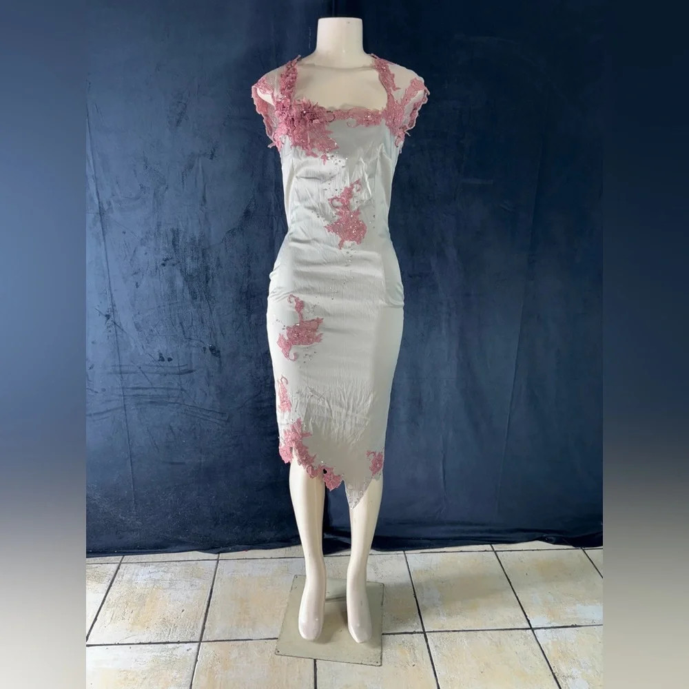 Elegant Pink and White Lace Dress by Mandalay | Poshmark