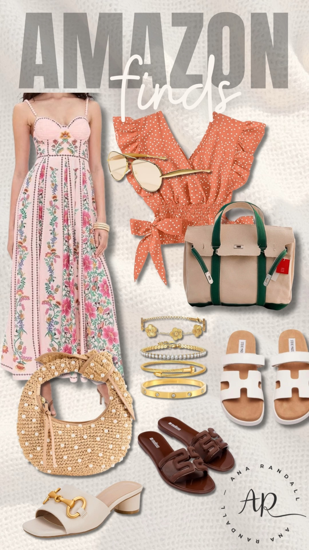 Amazon finds for a soft, feminine spring look 🤍✨

Loving pieces that feel light, elegant, and effortlessly put together… this is the kind of style that works for so many moments — from brunch to travel days to everyday life.

These finds are the perfect mix of feminine details and timeless staples that elevate your look without overthinking it.

Pieces in this collage:
• floral maxi dress
• polka dot wrap top
• neutral & statement sandals
• woven + structured handbags
• classic sunglasses
• gold minimal jewelry

The kind of pieces that make you feel confident, polished, and beautifully feminine 🤍✨

Everything is linked in my LTK ✨

XOXO,
Ana Randall 💗

#LTKootd #LTKMothersDay #LTKdayinmylife