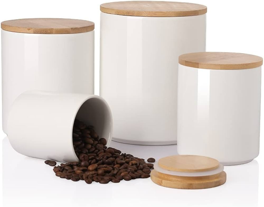 Sweejar Ceramic Canisters Set, Food Storage Jars with Airtight Seal Bamboo Lid, Stackable Contain... | Amazon (US)