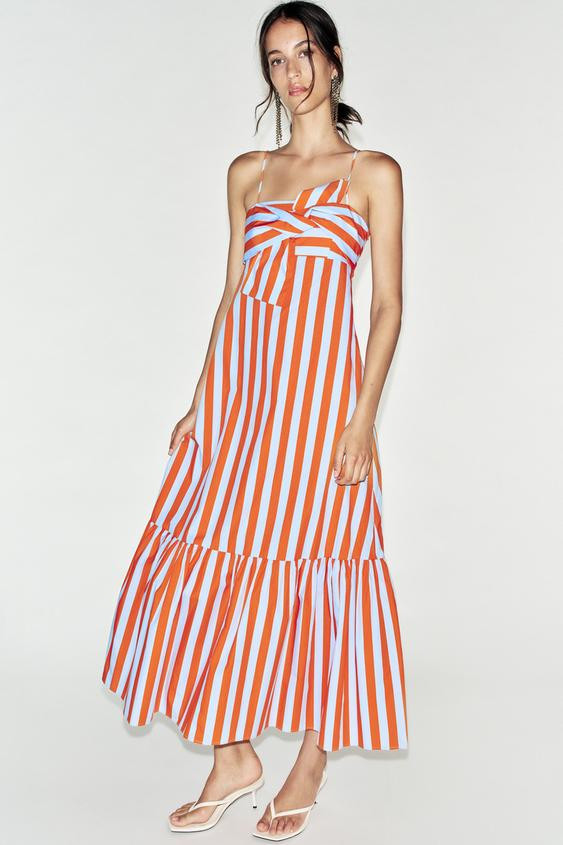 Zara - Striped Knot Dress - Striped - Xs - Woman | Zara US