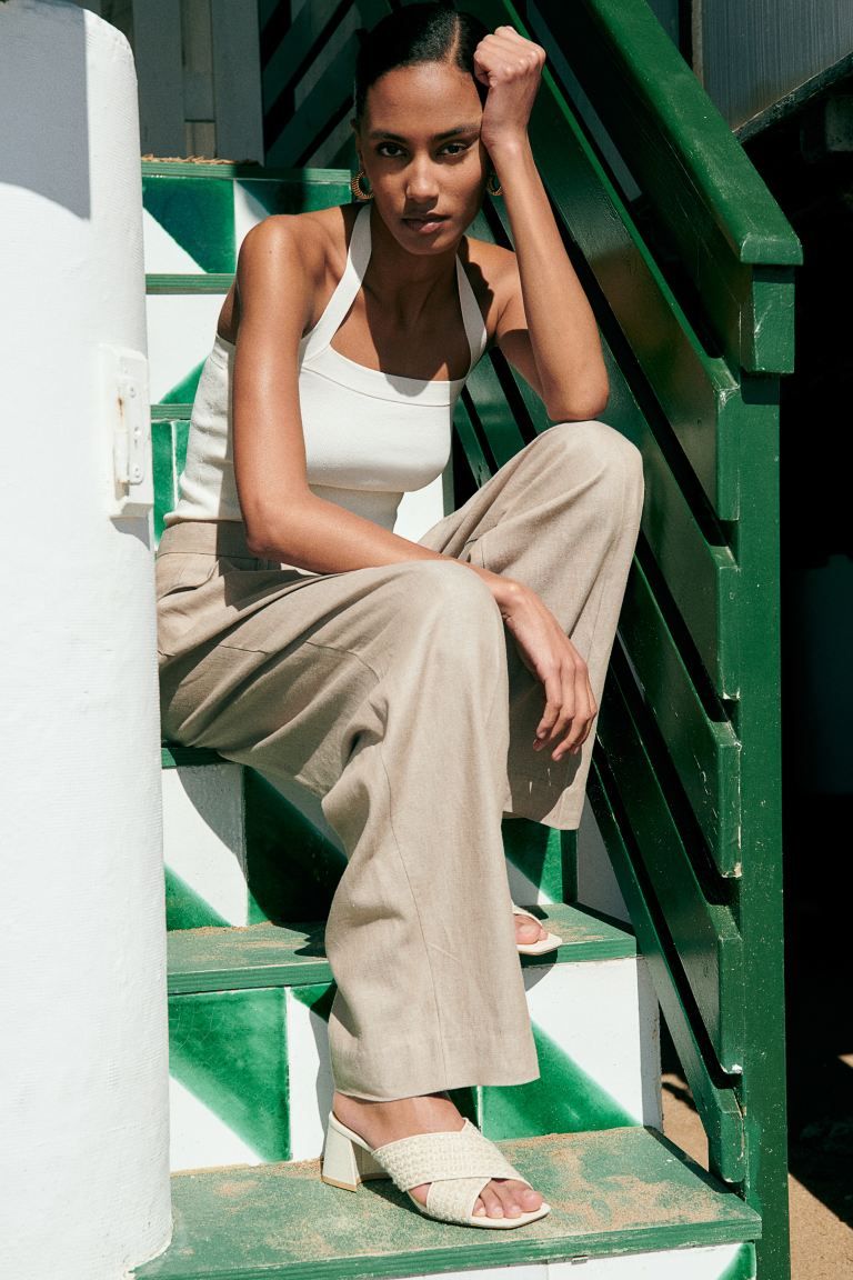 Textured Mules - High heel - Light beige - Ladies | H&M US | H&M (US + CA)