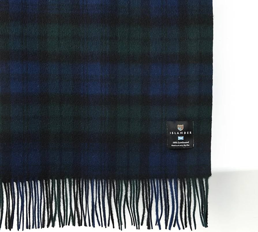 Islander Lambswool Tartan Throw Blanket with Fringe in Classic Scottish Design (Black Watch) | Amazon (US)
