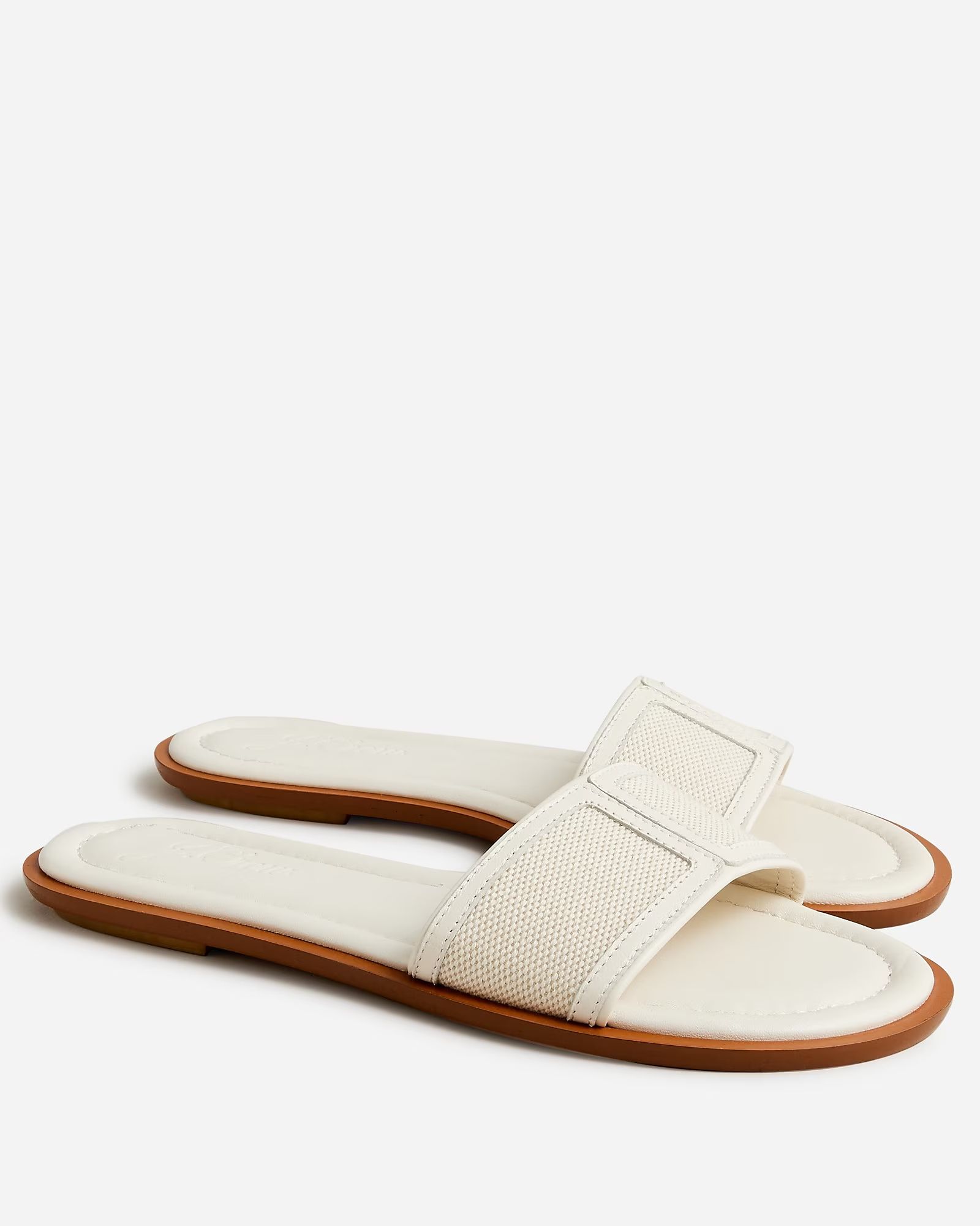 Slide sandals in canvas and leather | J.Crew US