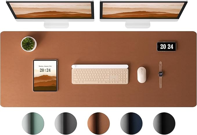 Aothia Leather Desk Pad Protector - Large Mouse Pad, Office Mat, Non-Slip PU Leather Blotter, Lap... | Amazon (US)