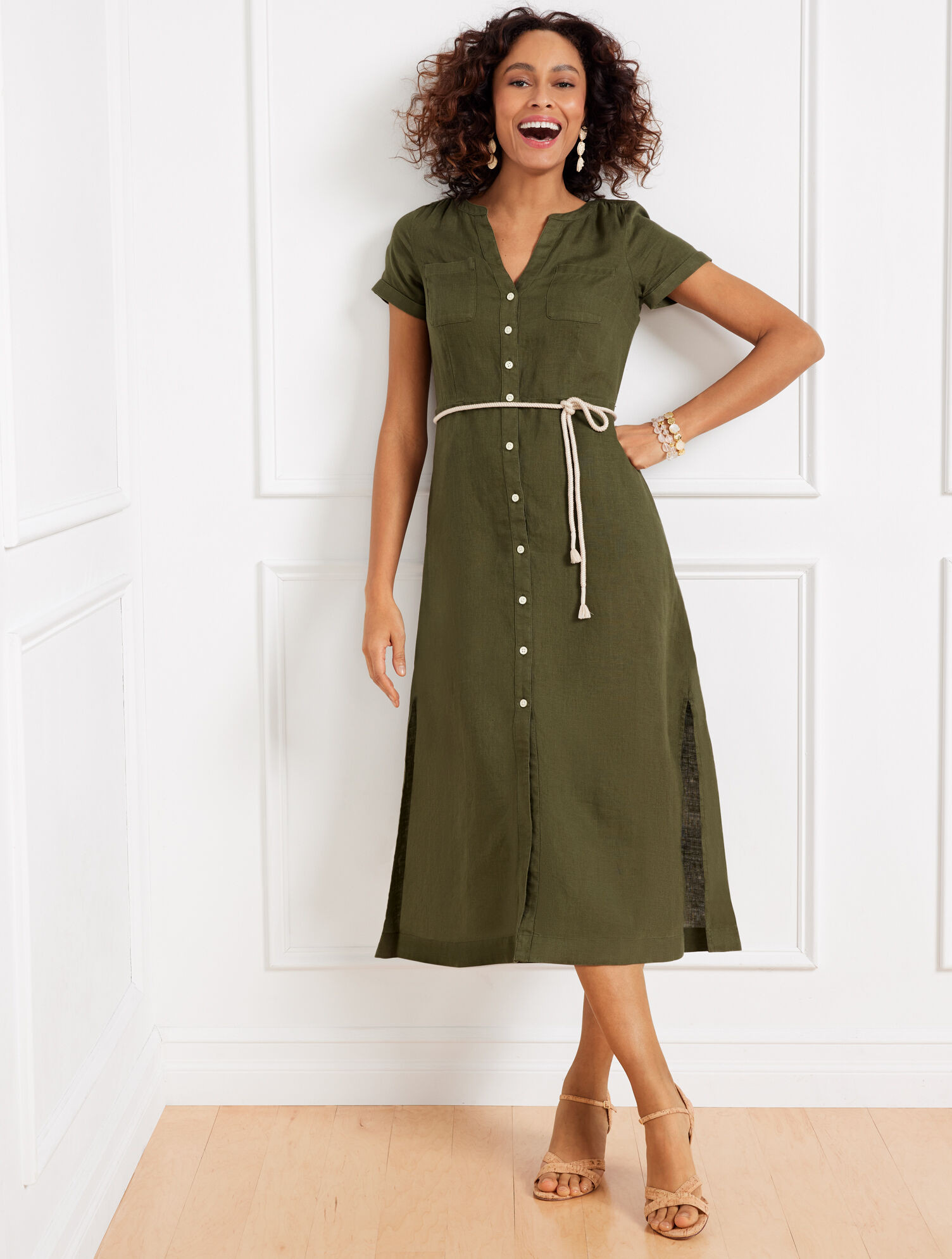 Linen Fit & Flare Shirtdress | Talbots