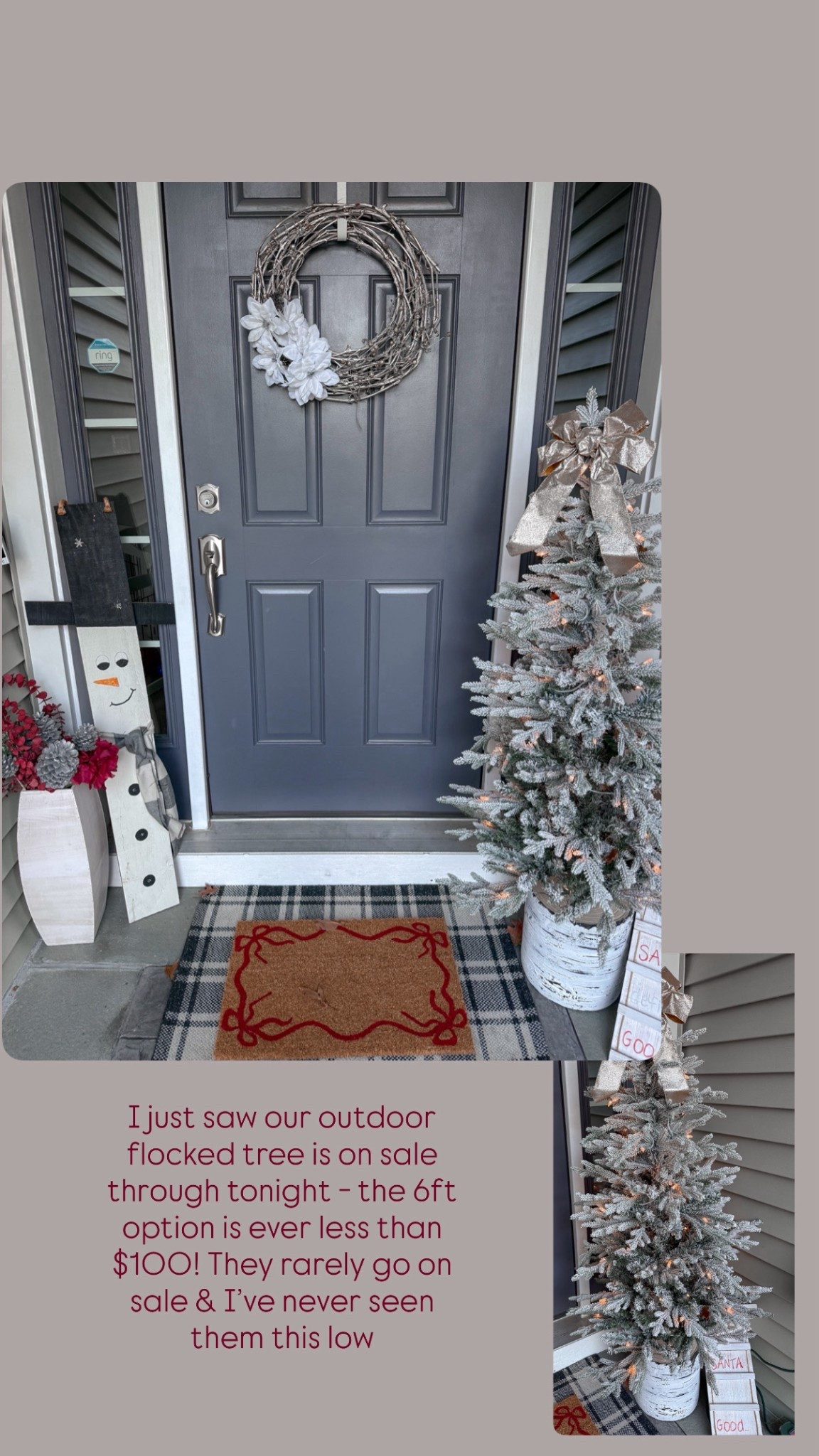 Front porch Christmas decor ; outdoor Christmas decorations; flocked tree ; outdoor Christmas tree ; front porch holiday finds 

#LTKHome #LTKGiftGuide #LTKHoliday