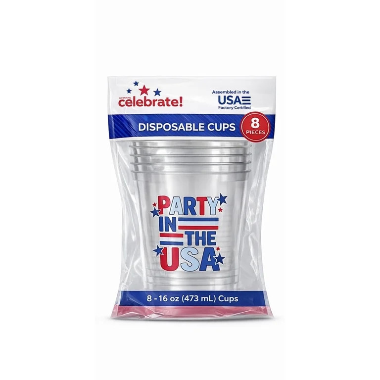 Party Way to Celebrate 8ct Disposable 16oz Patriotic Party Cups | Walmart (US)