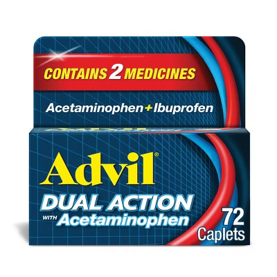Advil Dual Action with Acetaminophen combination of 125mg Ibuprofen and 250mg Acetaminophen Coated Caplets - 72ct | Target