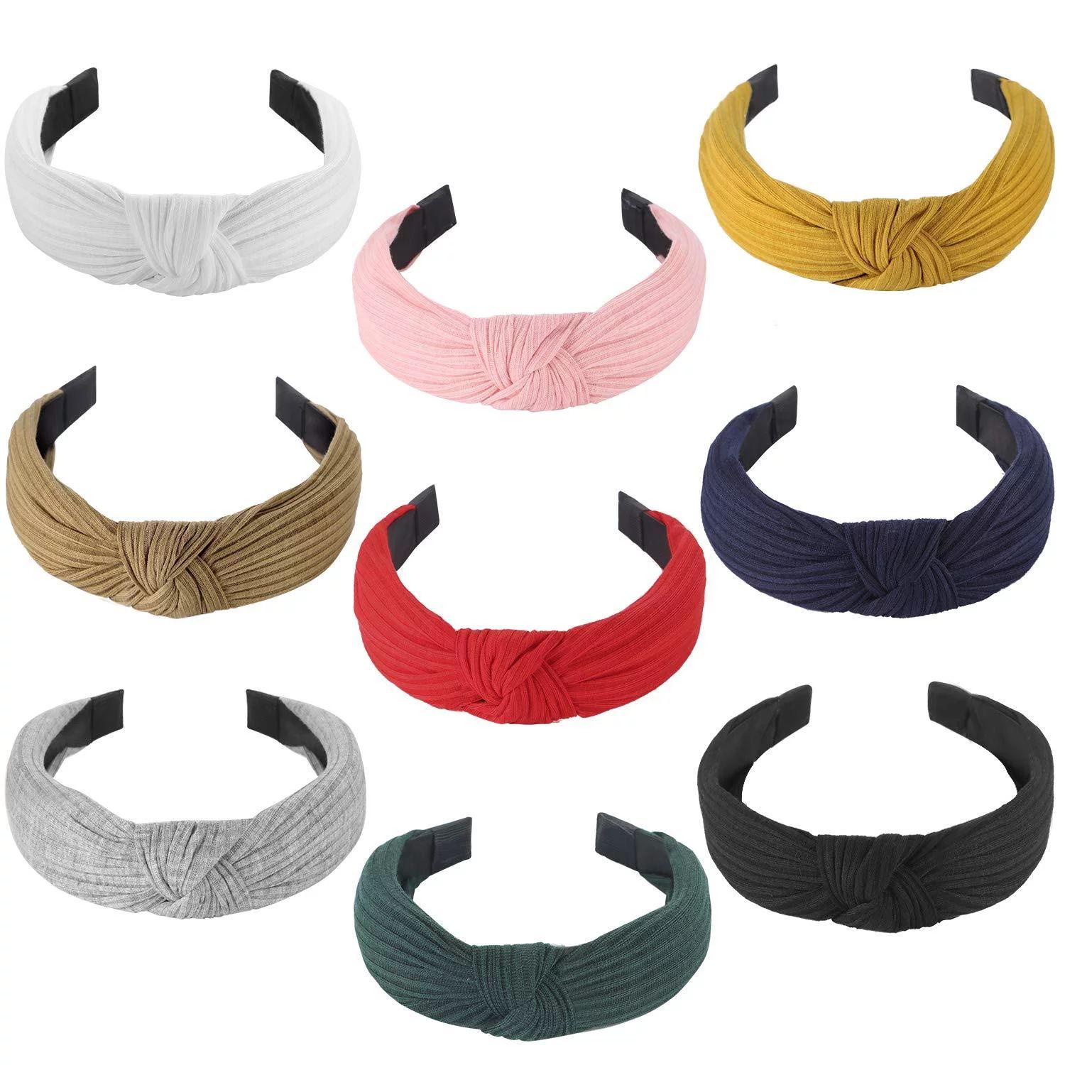 Knotted Headbands for Women Girls, Funtopia 9 Pcs Wide Plain Turban Headband Fashion Cross Knot H... | Walmart (US)