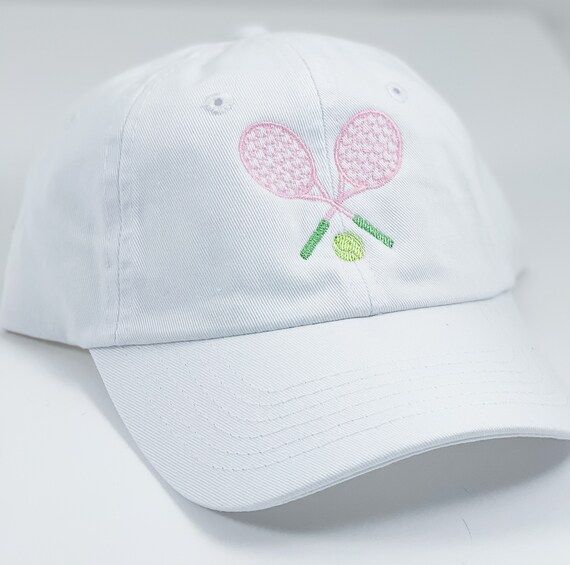 Girl's or Ladies White Hat With Pink Tennis Embroidery  | Etsy | Etsy (US)