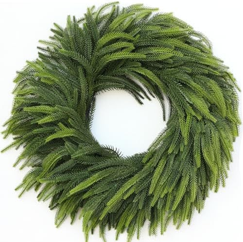 26" Large Norfolk Pine Wreath for Front Door, Realistic Artificial Christmas Wreaths Faux Pine Ne... | Amazon (US)