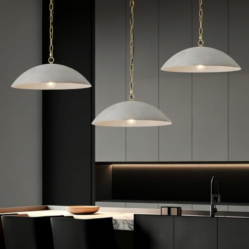 Ludil 20" Modern Large Pendant Light,Gray Farmhouse Pendant Lights,3 Pack | Amazon (US)