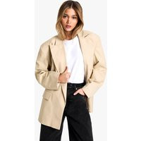 boohoo Women's Extreme Lapel Oversized Open Blazer in Beige | Size: 8 | Woven | boohoo (US & Canada)