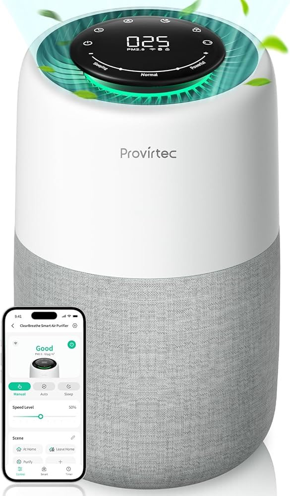 Air Purifier for Home Bedroom, HEPA Air Purifier with PM2.5 Air Quality Monitor, 5-Stage Filtrati... | Amazon (US)