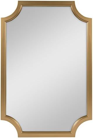 Kate and Laurel Hogan Wood Framed Wall Accent Mirror with Scalloped Corners, 24x36 Inches, Gold | Amazon (US)