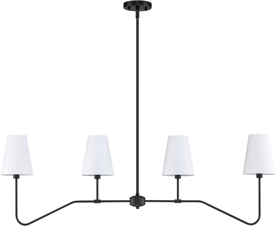 Dolaimi House 4 Light Linear Kitchen Island Lighting Fixture Classic Chandeliers Black with White... | Amazon (US)