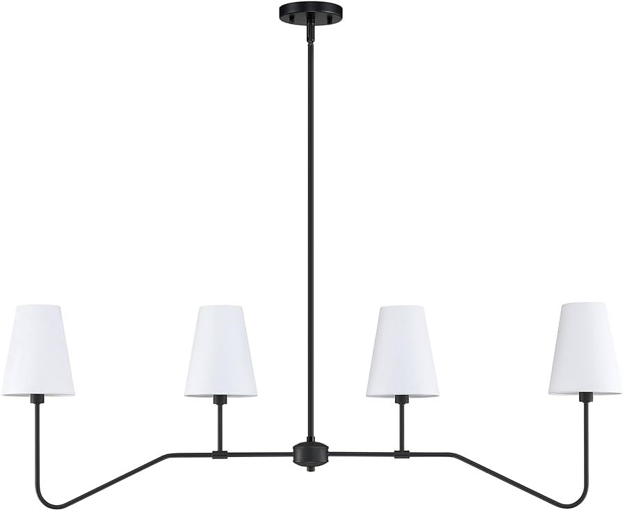 Dolaimi House 4 Light Linear Kitchen Island Lighting Fixture Classic Chandeliers Black with White... | Amazon (US)