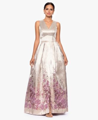 Women's Jacquard Pattern V-Neck Long Dress | Macy's