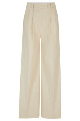 Relaxed-fit trousers in a slub cotton blend- Patterned Women's Formal Pants size 12 | Hugo Boss (US)