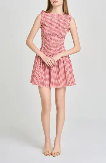 WAYF Esme Gingham Smocked Bodice Drop Waist Minidress | Nordstrom | Nordstrom