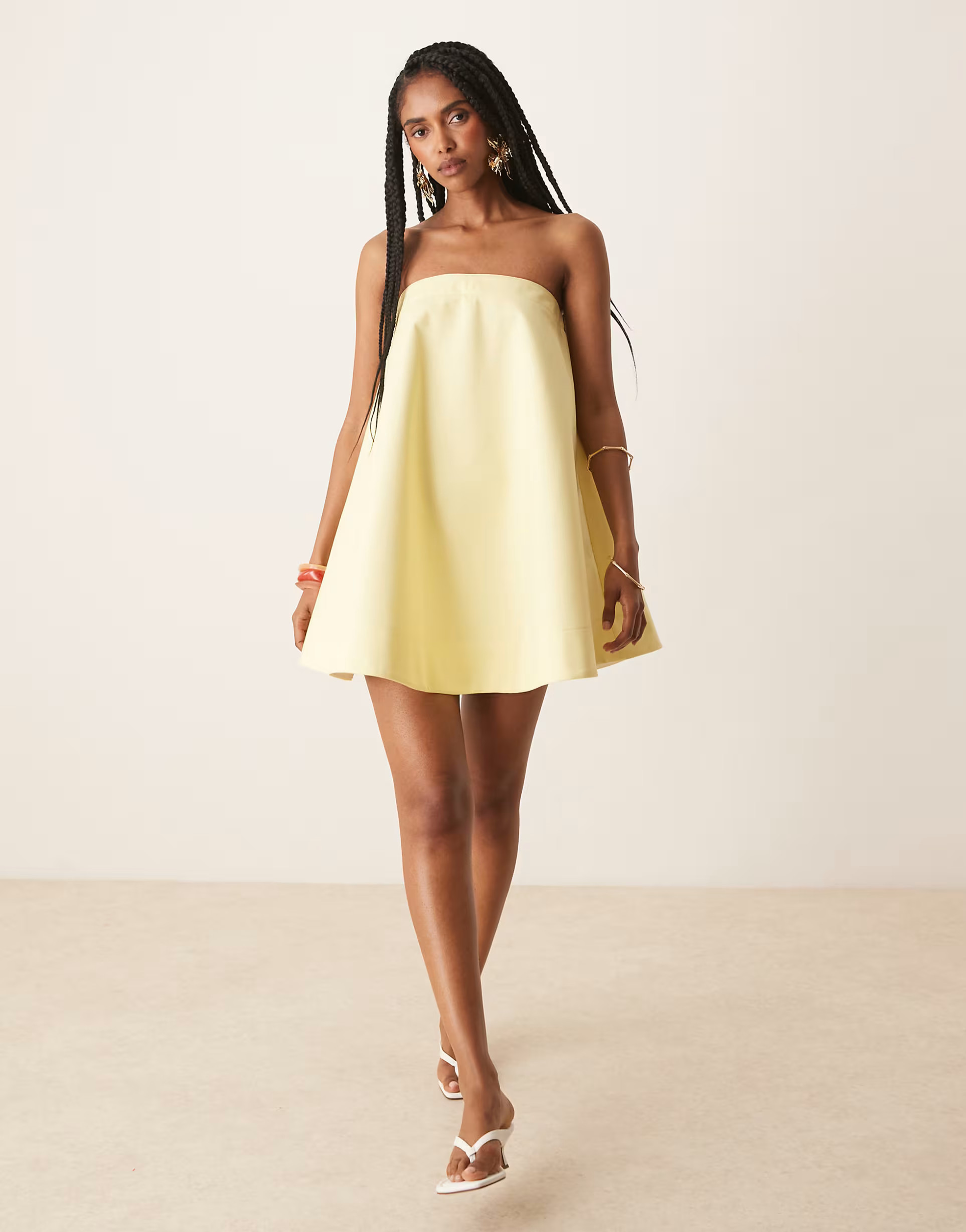 ASOS DESIGN lantern mini dress in lemon | ASOS (Global)