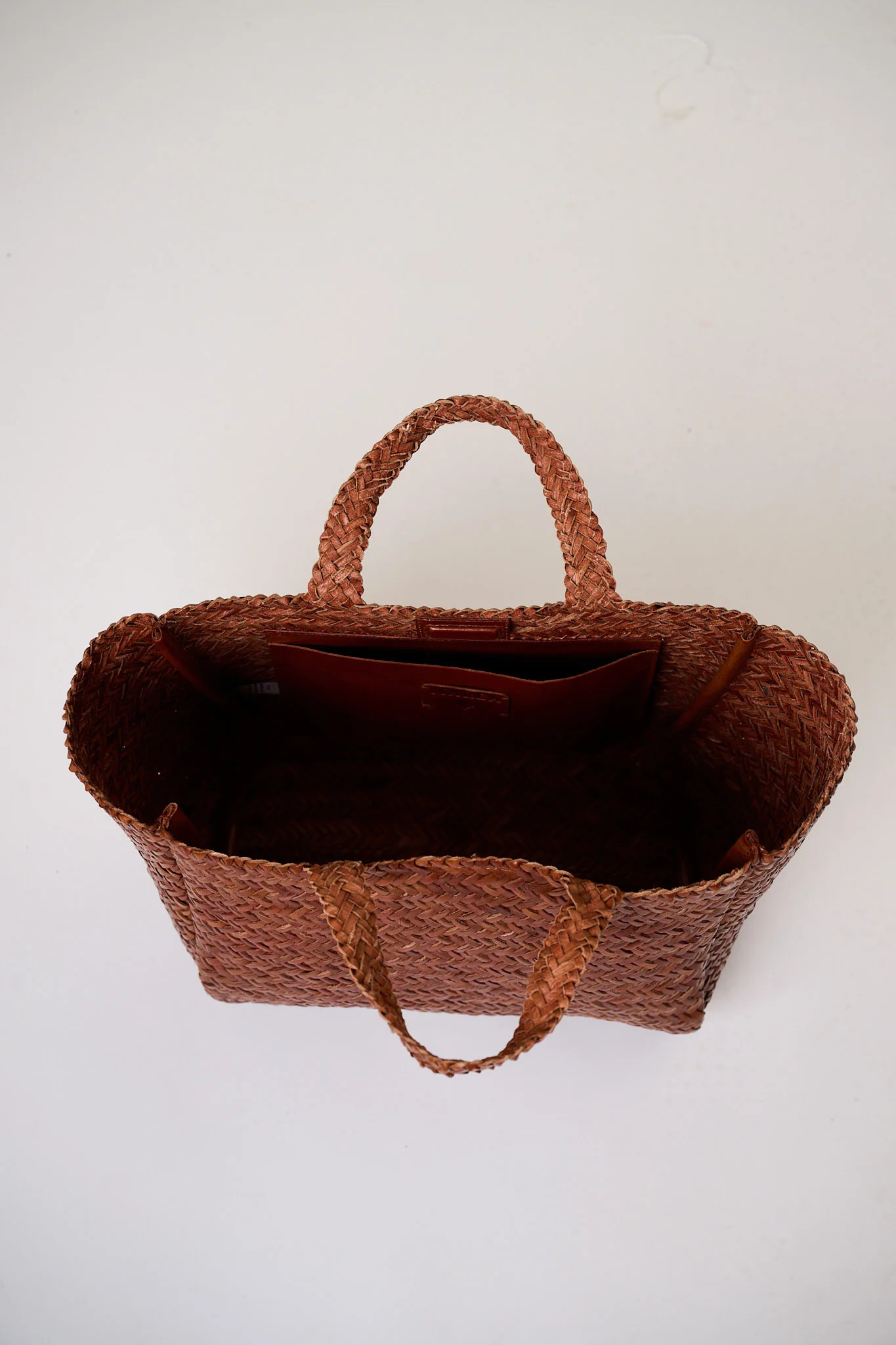 Haddie Large Tote - Brown Woven Leather | Marea