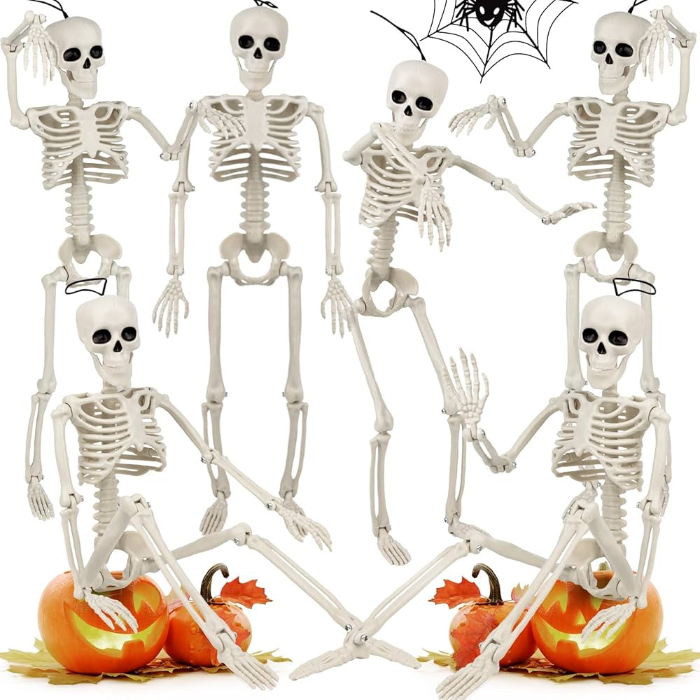 6 Pack Halloween Skeleton Decorations Outdoor: 16" Full Body Skeleton With Movable Posable Joints... | Amazon (US)